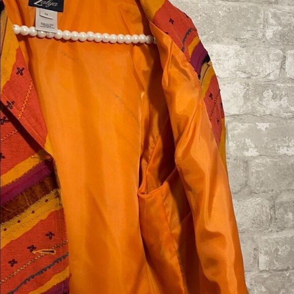 Zayla Bohemian Printed Orange Women’s Jacket Rare Size Medium - Picture 14 of 16